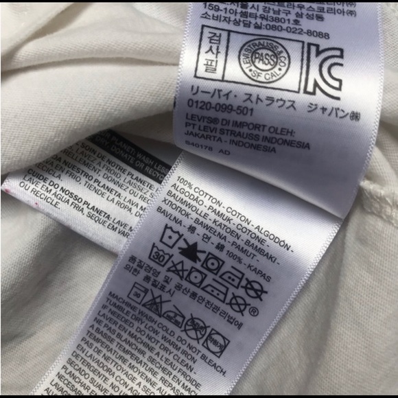 LEVI’S White & Blue Short Sleeve Round Neck Tee - Picture 6 of 7